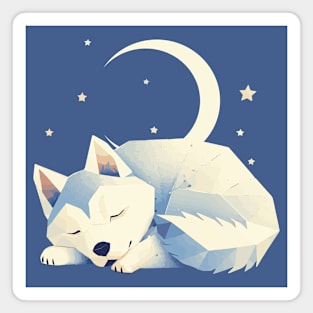 Cute Husky sleeping in the night sky Magnet